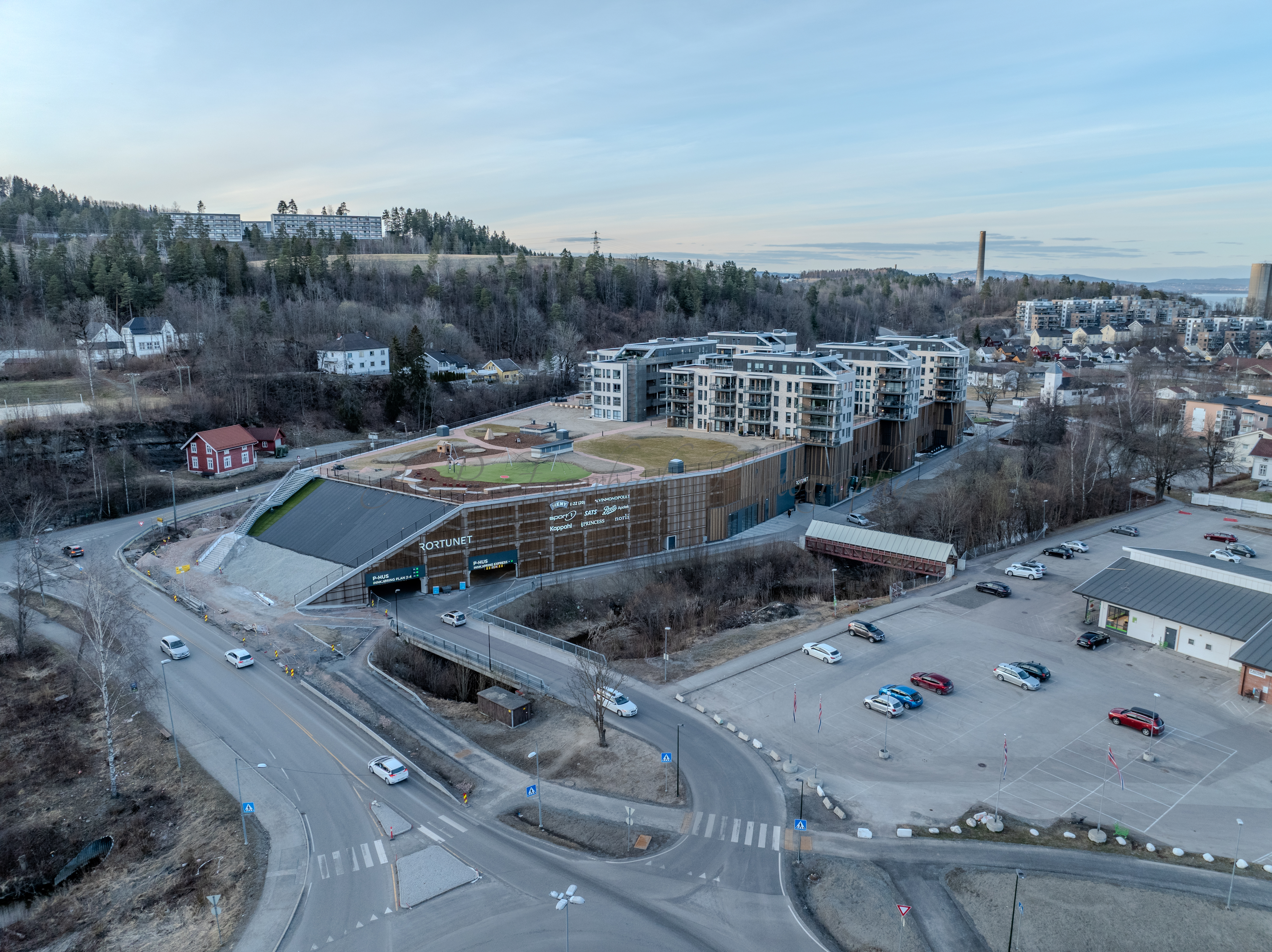 Shopping center seen from upon high