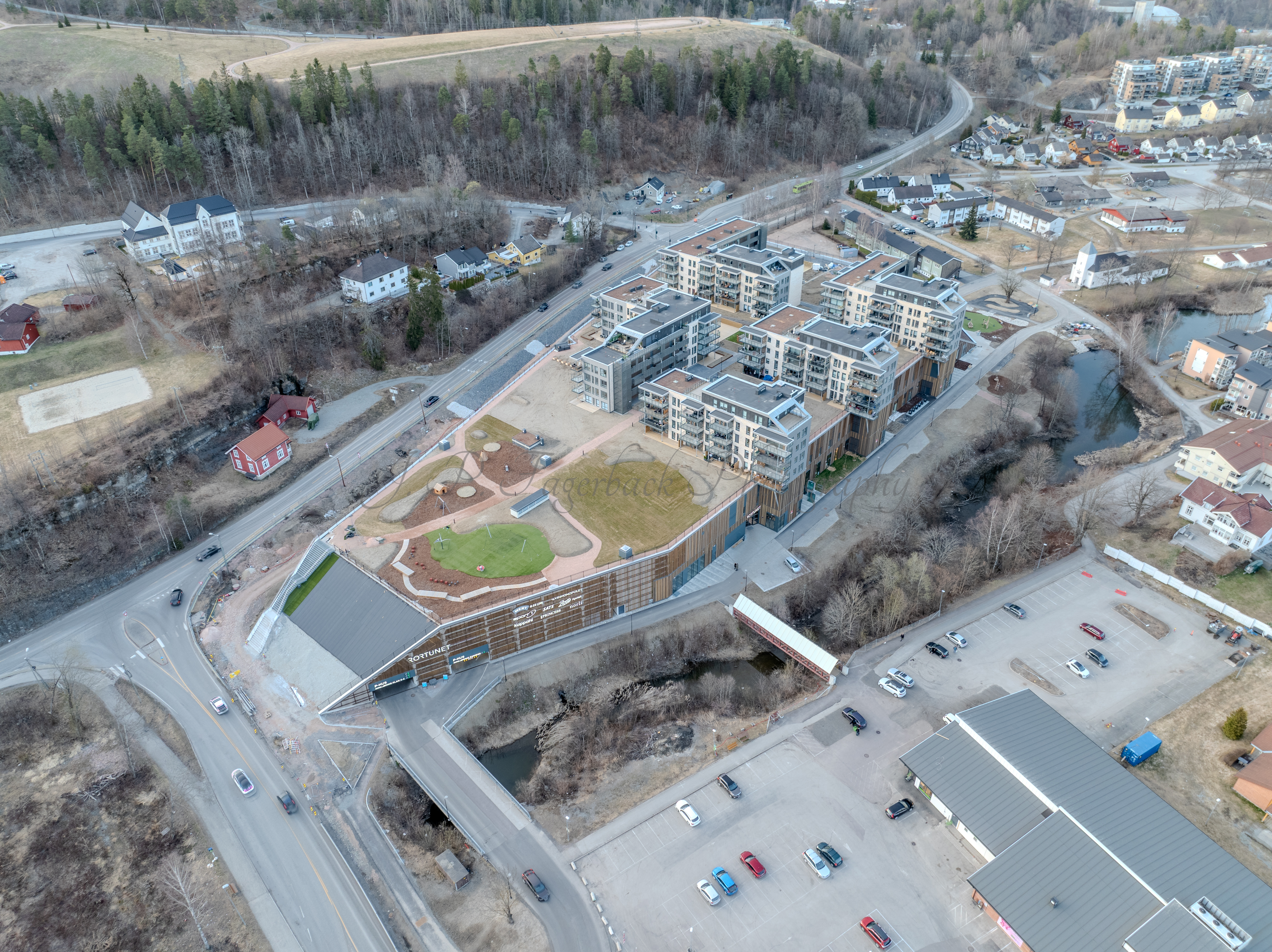 Shopping center seen from upon high