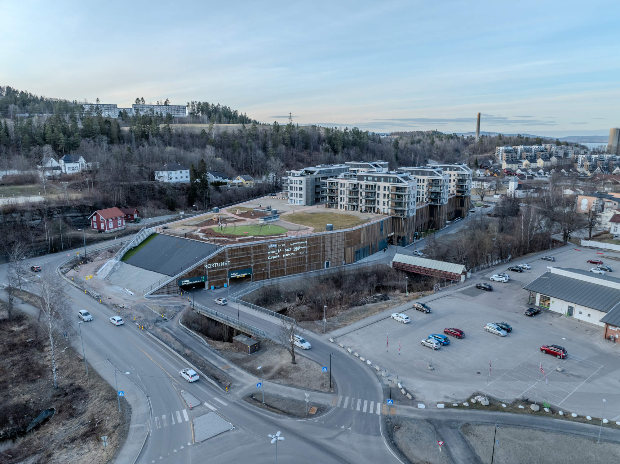 Shopping center seen from upon high