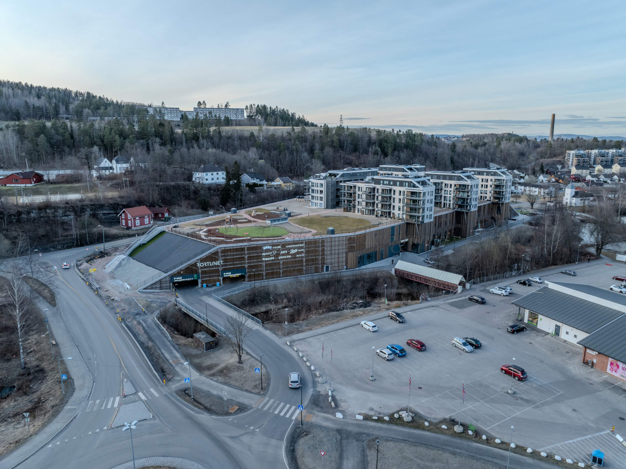 Shopping center seen from upon high