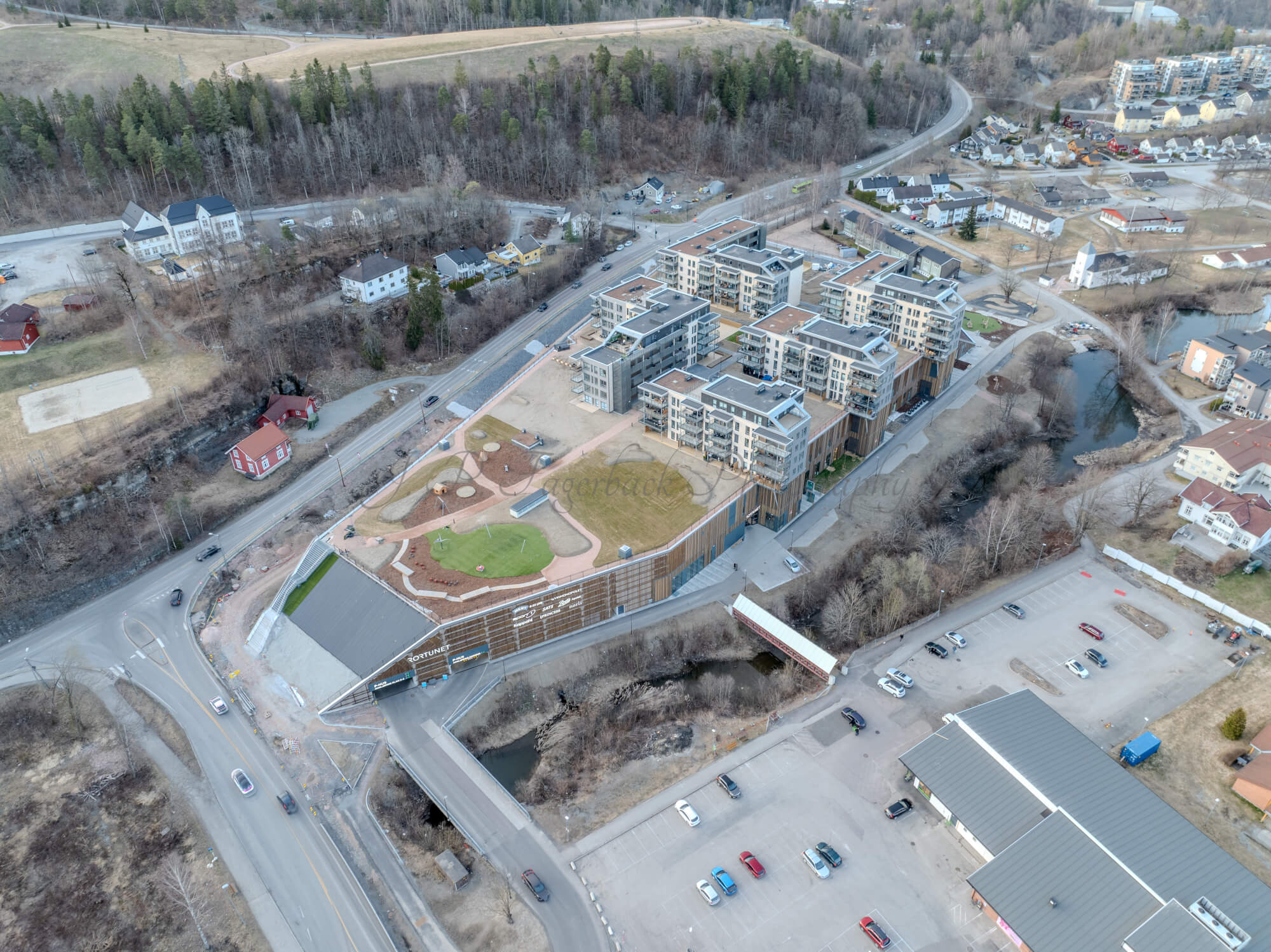 Shopping center seen from upon high