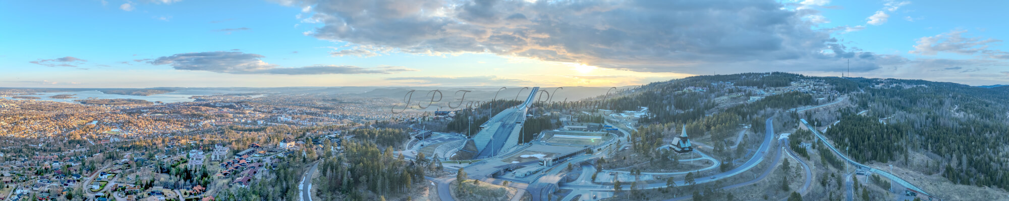 Ski jump in the sunset