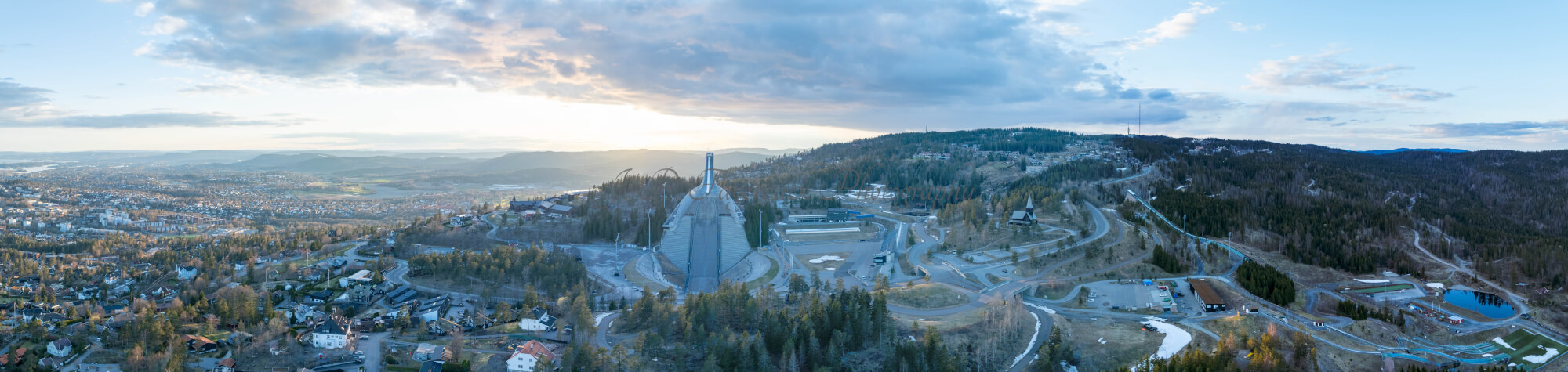 Ski jump in the sunset