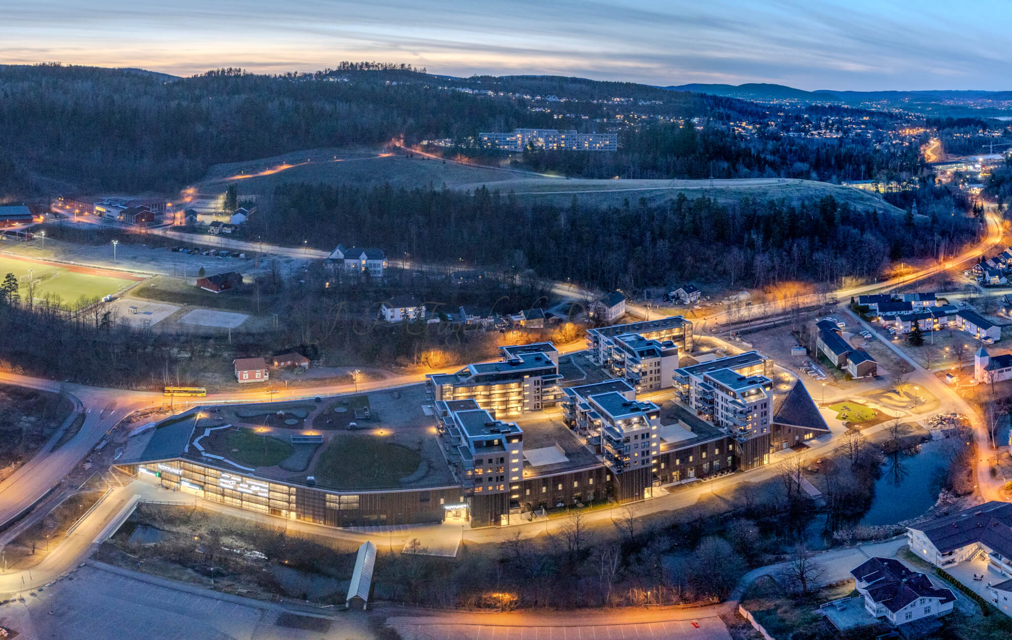 Shopping center seen from upon high