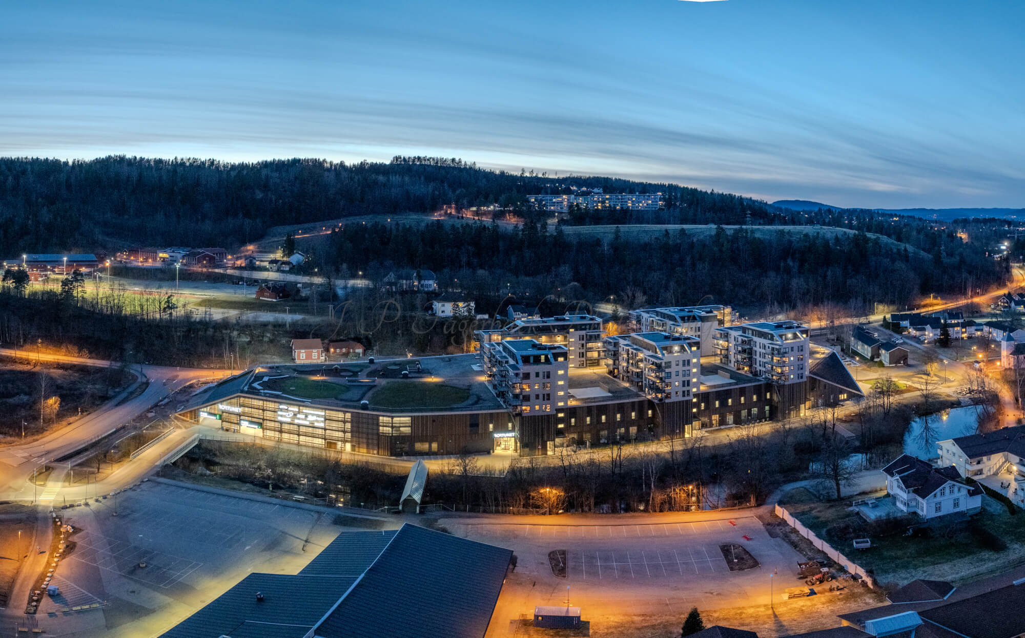Shopping center seen from upon high